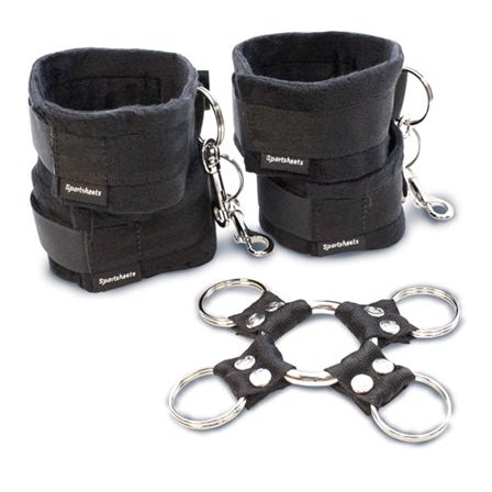 5 Piece Hog Tie and Cuff Set - Black SS325-01
