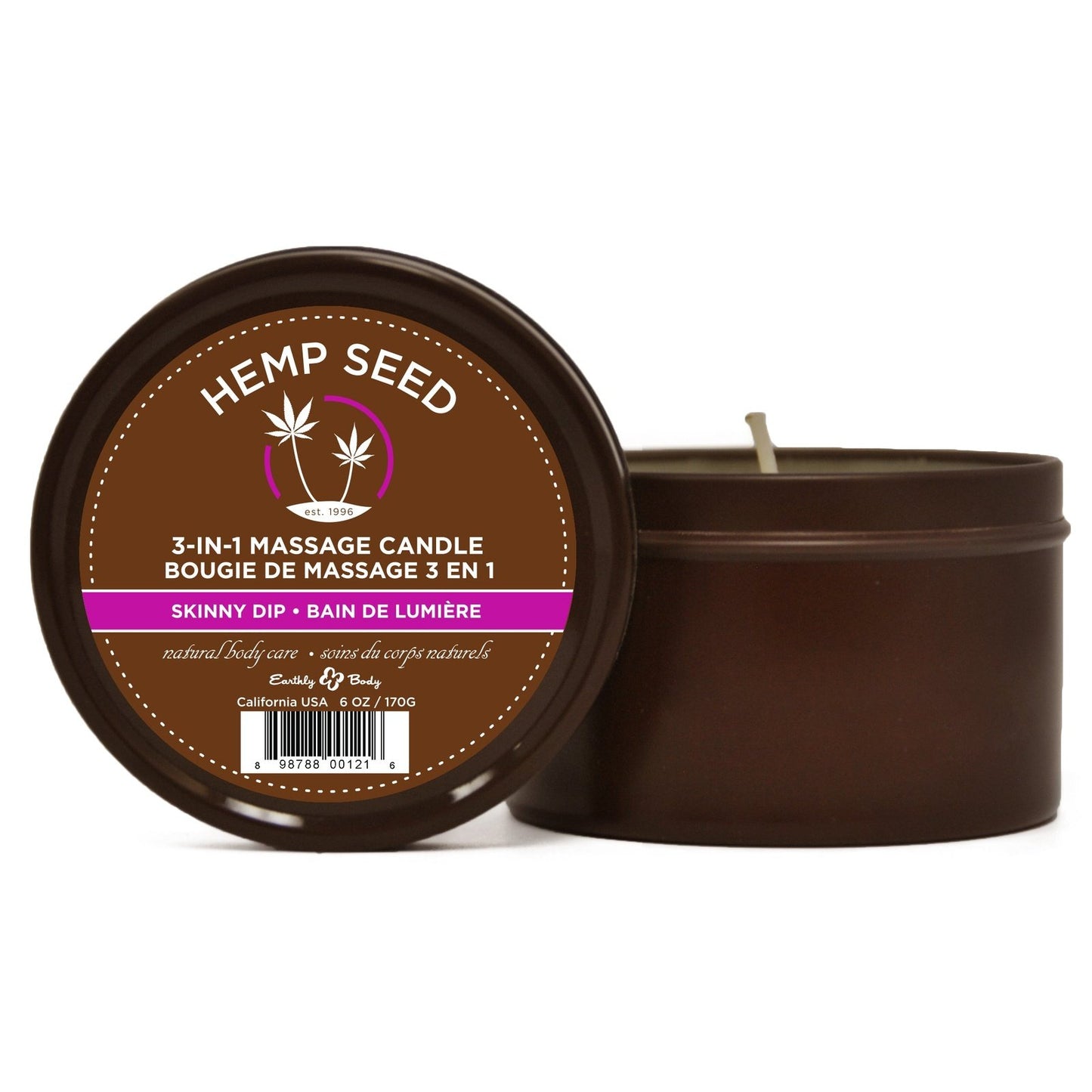 Hemp Seed 3-in-1 Massage Candle - Skinny Dip - 6 Oz. EB-HSC021