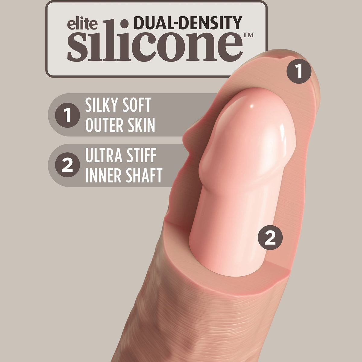 King Cock Elite 9 Inch Vibrating Silicone Dual Density Cock With Remote - Light PD5779-21