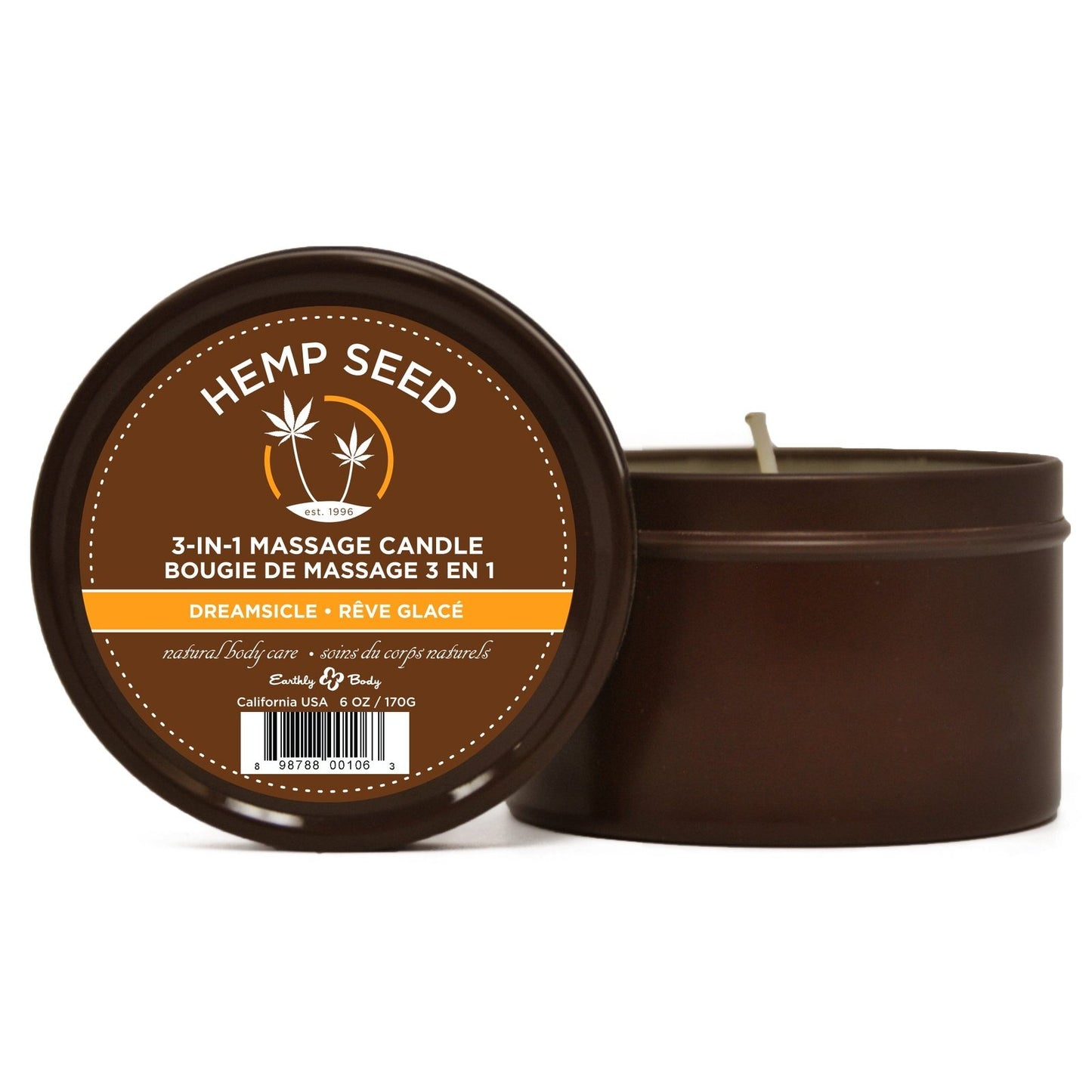 Hemp Seed 3-in-1 Massage Candle - Dreamsicle - 6 Oz. EB-HSC006
