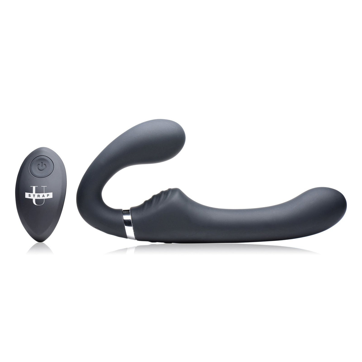 10x Mighty Rider Vibrating Strapless Strap-on Black SU-AG557-BLK