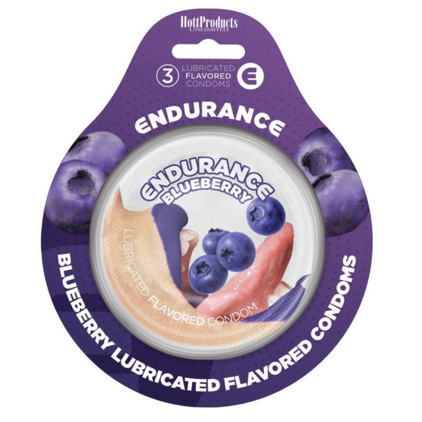 Endurance Condoms -Blueberry - 3 Pack HTP2097