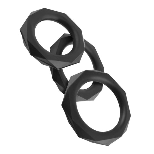 Fantasy C-Ringz Silicone Designer Stamina Set  Black PD5967-23