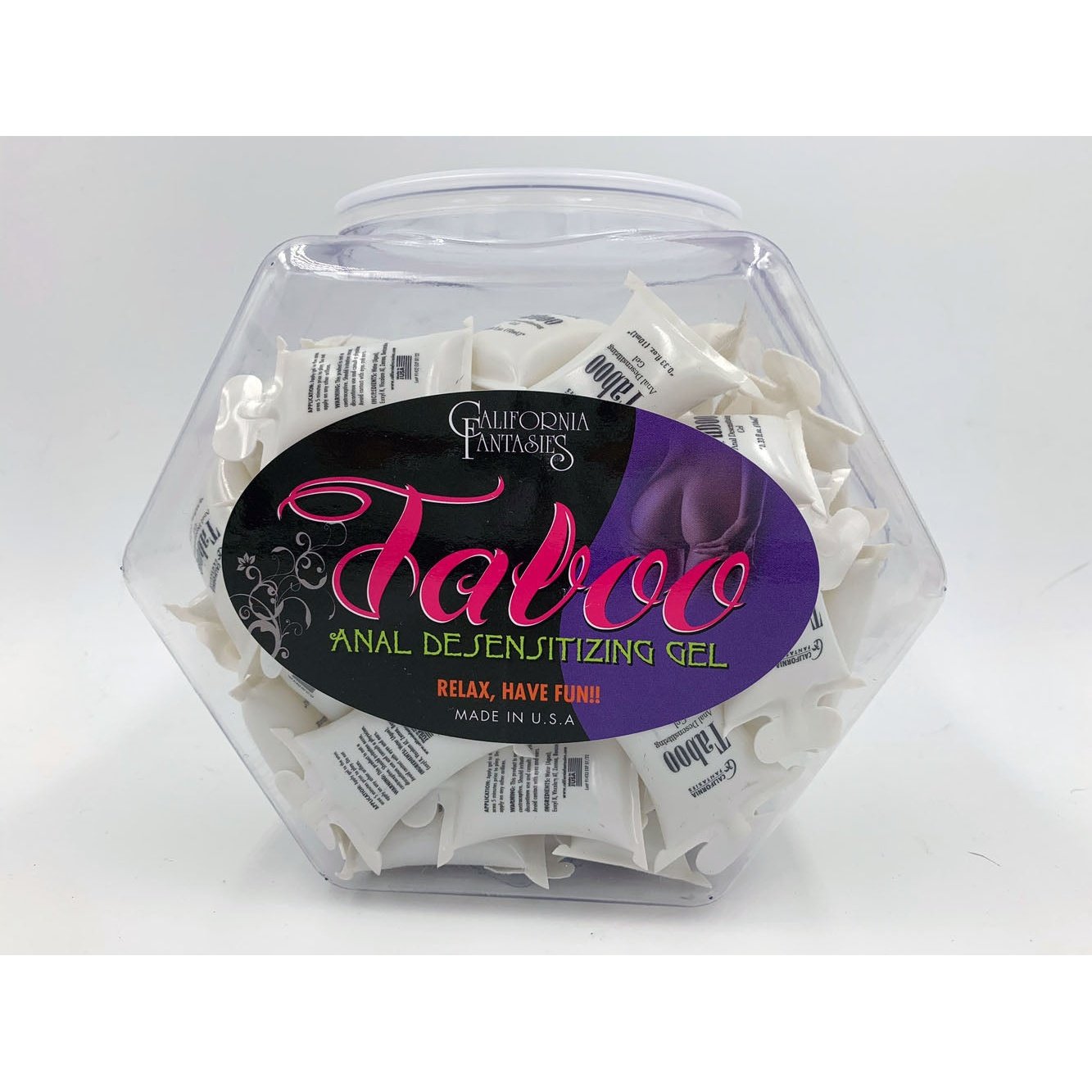 Taboo - Anal Desensitizing Gel - 72 Piece Fishbowl - 10 ml Pillows CF-TAB-10D