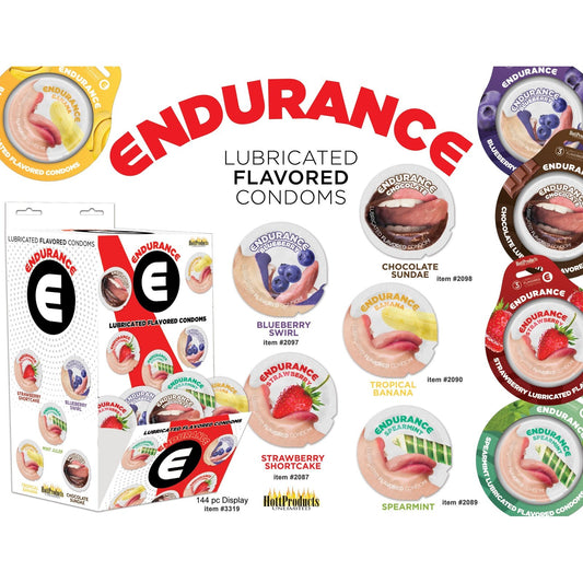 Endurance Condoms - 144 Count Wall Mount Display  - Assorted Flavors HTP3319-D