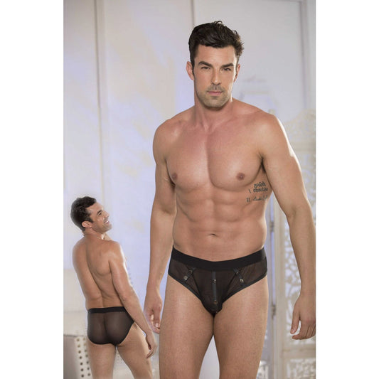 Men's Brief - Studded - Small - Black HOT-31494BLKS