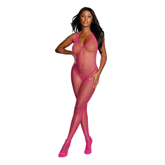 Diamond Net Bodystocking - One Size - Neon Pink DG-0079NNPKOS