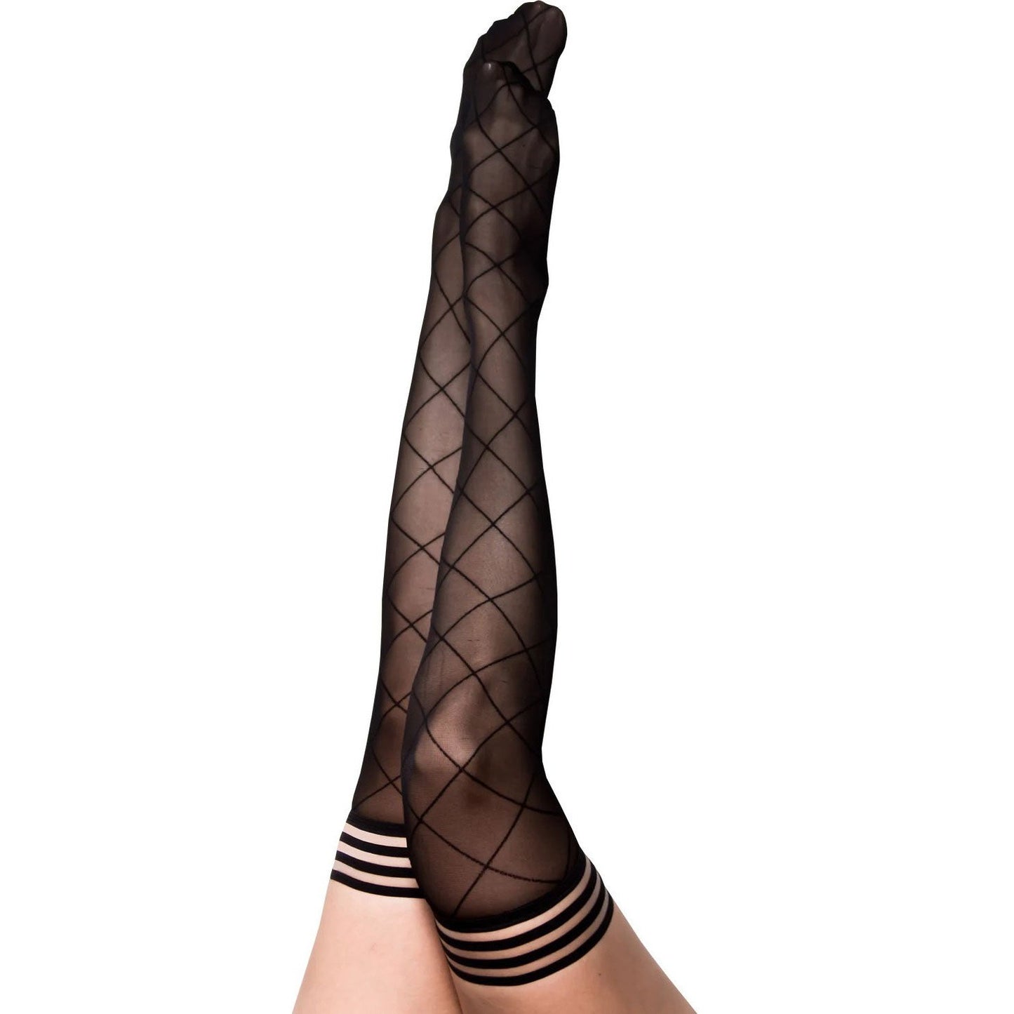 Anna - Diamond Thigh High - Size B - Black KX-1321B-BLK-B