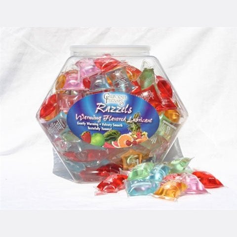 Razzels Warming Lubricant - 100 Pillow Fishbowl - Assorted Flavors CF-RPF-10D