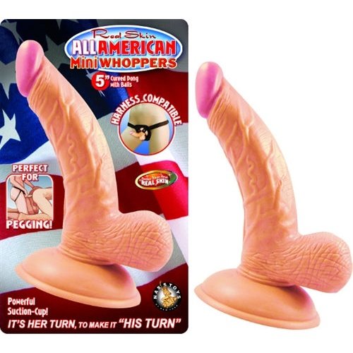 All American Mini Whoppers 5-Inch Curved Dong With Balls-Flesh NW2392-1