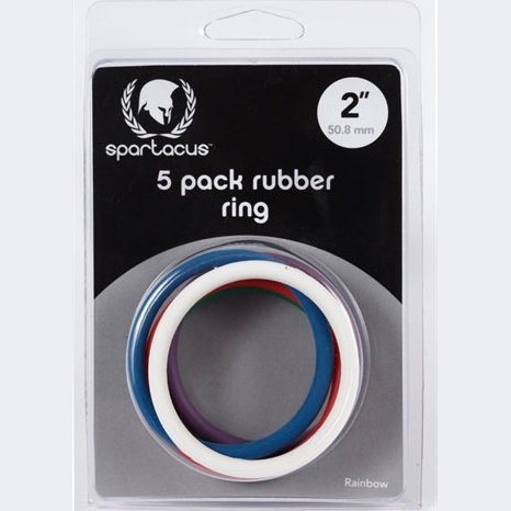 Rubber Cock Ring 5 Pack - 2 Inches - Rainbow BSPR-48