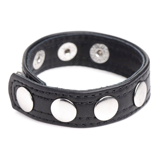 Cock Gear Leather Speed Snap Cock Ring - Black STR-AG845-BLK