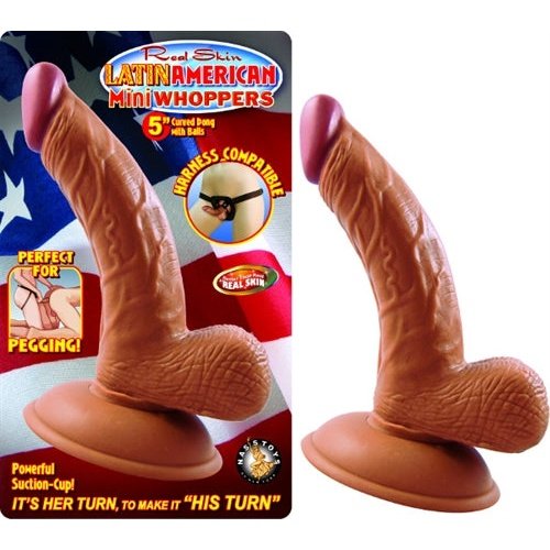 Latin American Mini Whoppers 5-Inch Curved Dong  With Balls - Latin NW2392-2