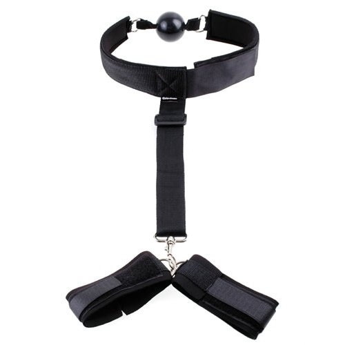 Fetish Fantasy Series Gag and Wrist Restraint - Black PD2178-23