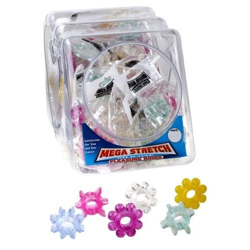 Mega Stretch Silicone Pleasure Rings - 72 Piece Fishbowl PD2219-99D