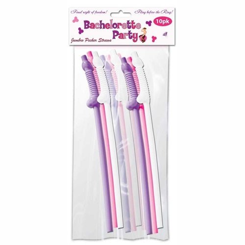 Bachelorette Party Jumbo Flexy Pecker Straws  10 Pack HTP2501