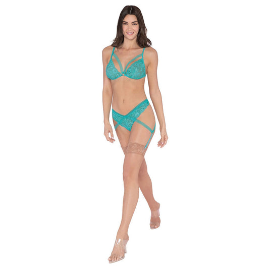 Bralette, Garter Panty - One Size  - Ocean DG-12605OCEOS