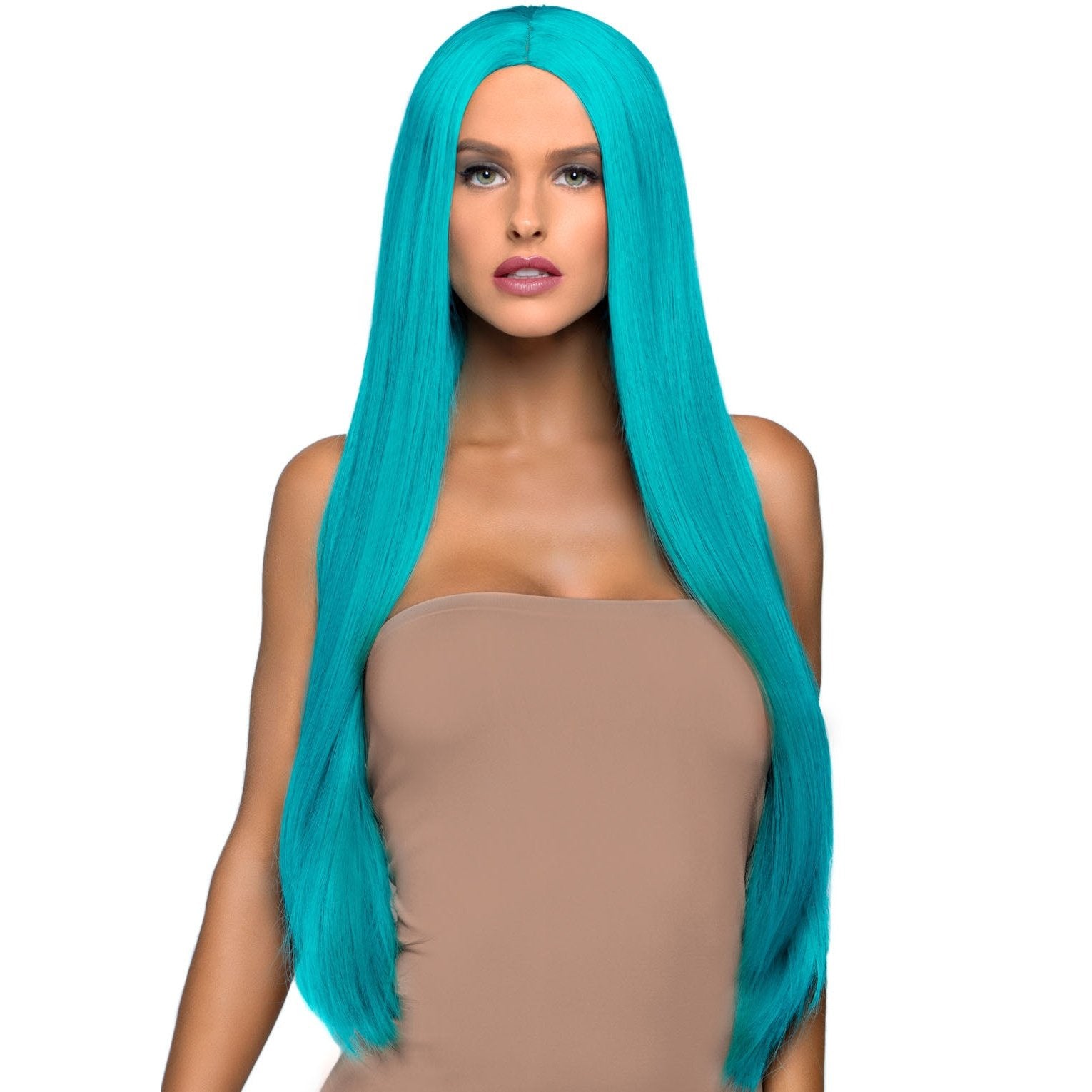 33 Inch Long Straight Center Part Wig - Turquoise LA-A2864TURQ