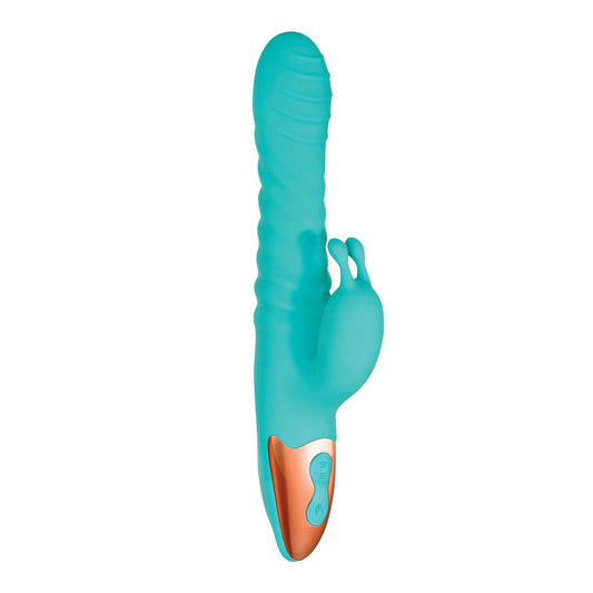 Heat Me Up Warming Rabbit Thruster - Aqua AE-BL-9734-2
