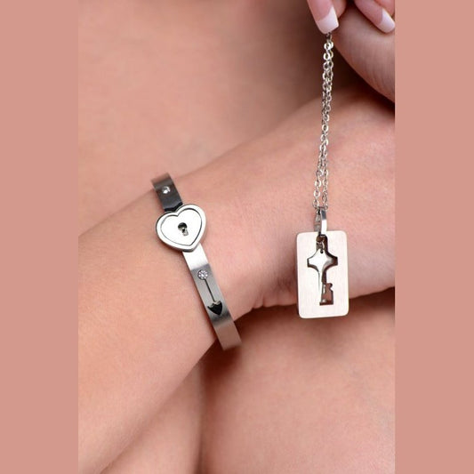 Cuffed Locking Bracelet and Key Necklace MS-AF916