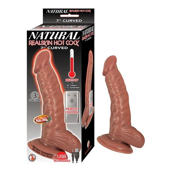 Natural Realskin Hot Cock Curved 7 Inch - Brown NW2891-2