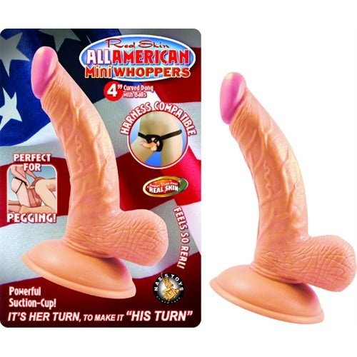 All American Mini Whoppers 4-Inch Curved Dong With Balls - Flesh NW2390-1