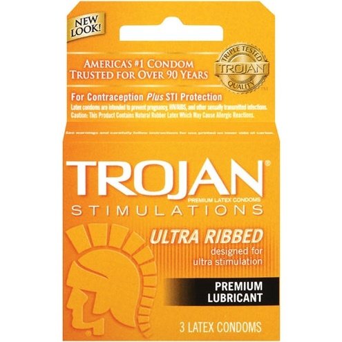 Trojan Stimulations Ultra Ribbed Lubricated Condoms - 3 Pack TJ94050