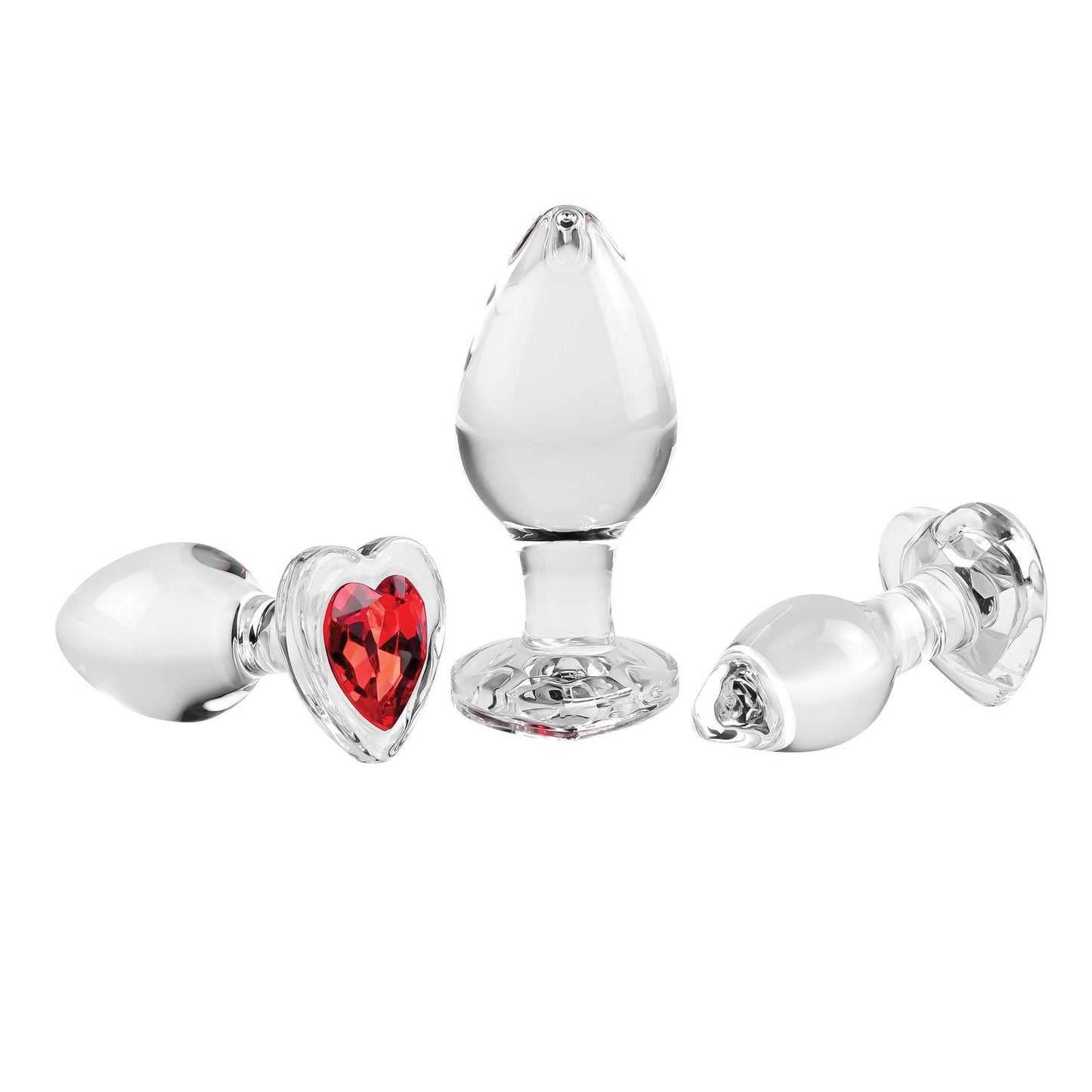 Red Heart Gem Glass Plug Set AE-WF-1126-2