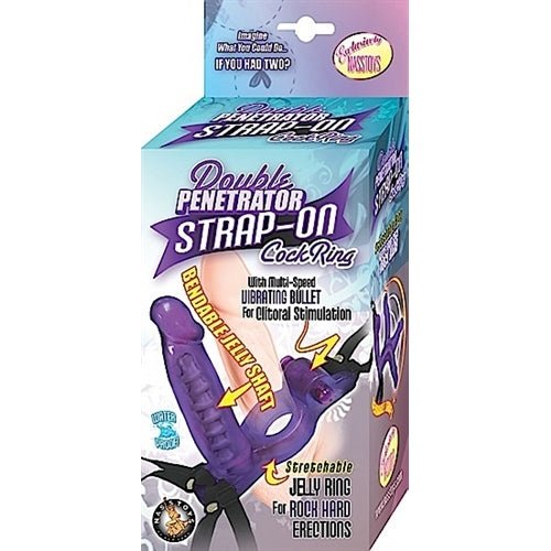 Double Penetrator Strap-on Cock Ring - Purple NW2313-2