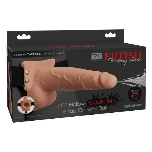 Fetish Fantasy Series 7.5 Inch Hollow Squirting Strap-on With Balls - Flesh PD3397-21
