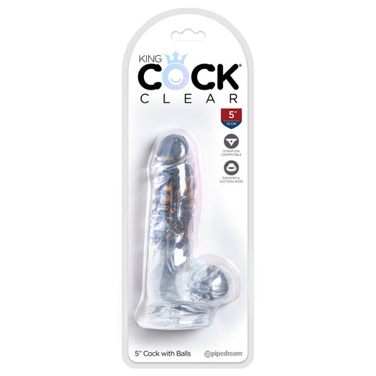 King Cock Clear 5 Inch Cock With Balls PD5751-20