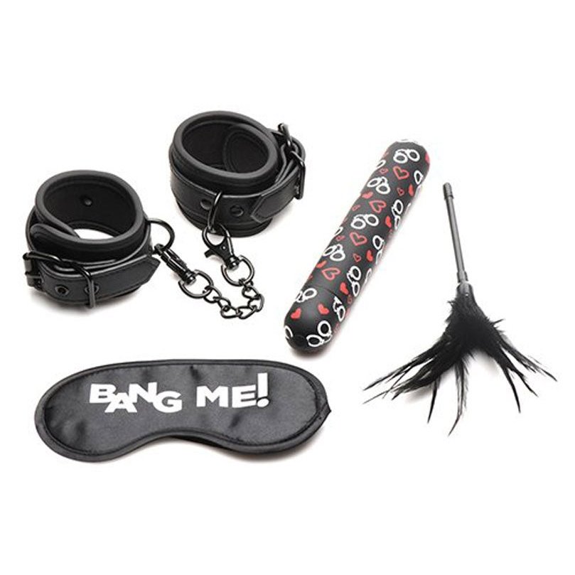 Bang - Bondage Kit - XL Bullet, Cuffs, Tickler and Blindfold - Black BNG-AH047
