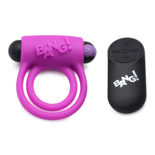 Bang - Silicone Cock Ring and Bullet With Remote Control - Purple BNG-AG572-PUR