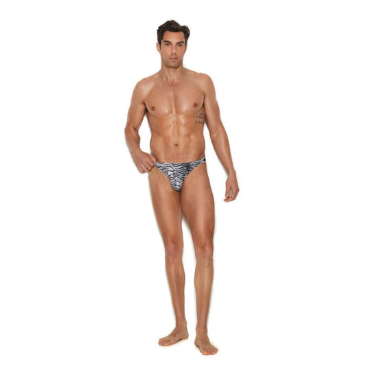 Men's Snap Closure Thong - Large/xlarge - Zebra EM-82203ZEBLXL