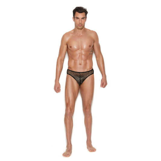 Men's Fishnet Thong Back Brief - Small/medium -  Black EM-82928BLKSM