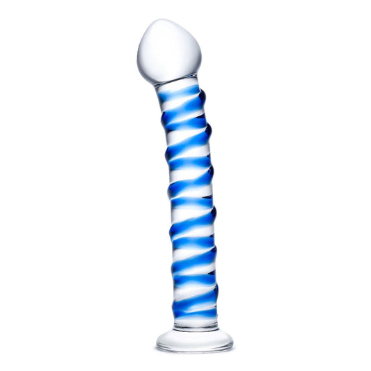 Blue Spiral Glass Dildo GLAS-75