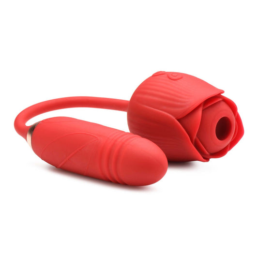 Bloomgasm Romping Rose Suction and Thrusting  Vibrator - Red INM-AH147