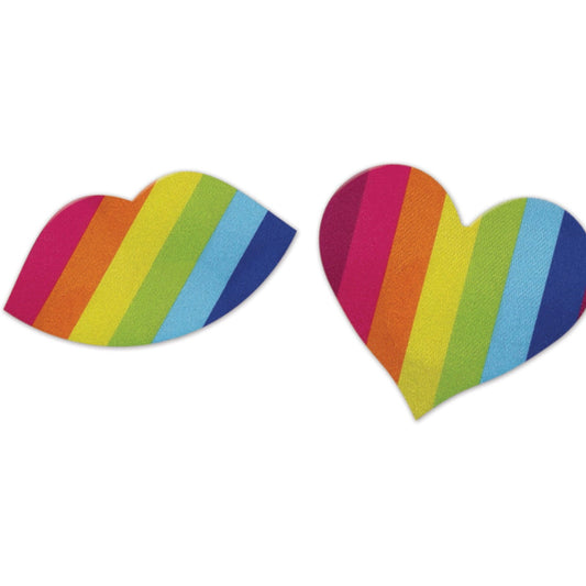 Nipplicious - Rainbow Nipple Pasties - Hearts and Lips HTP3338