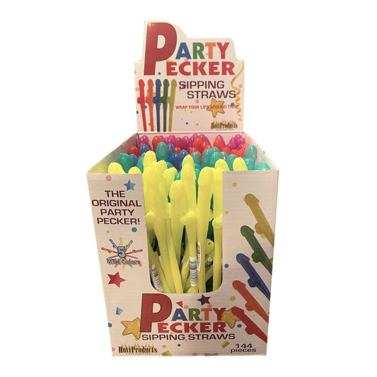 Party Pecker Sipping Straws 5 Assorted Colors 144  Pcs Display HTP2101D