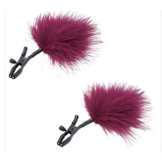 Sex and Mischief Enchanted Feather Nipple Clamps - Burgundy SS098-31