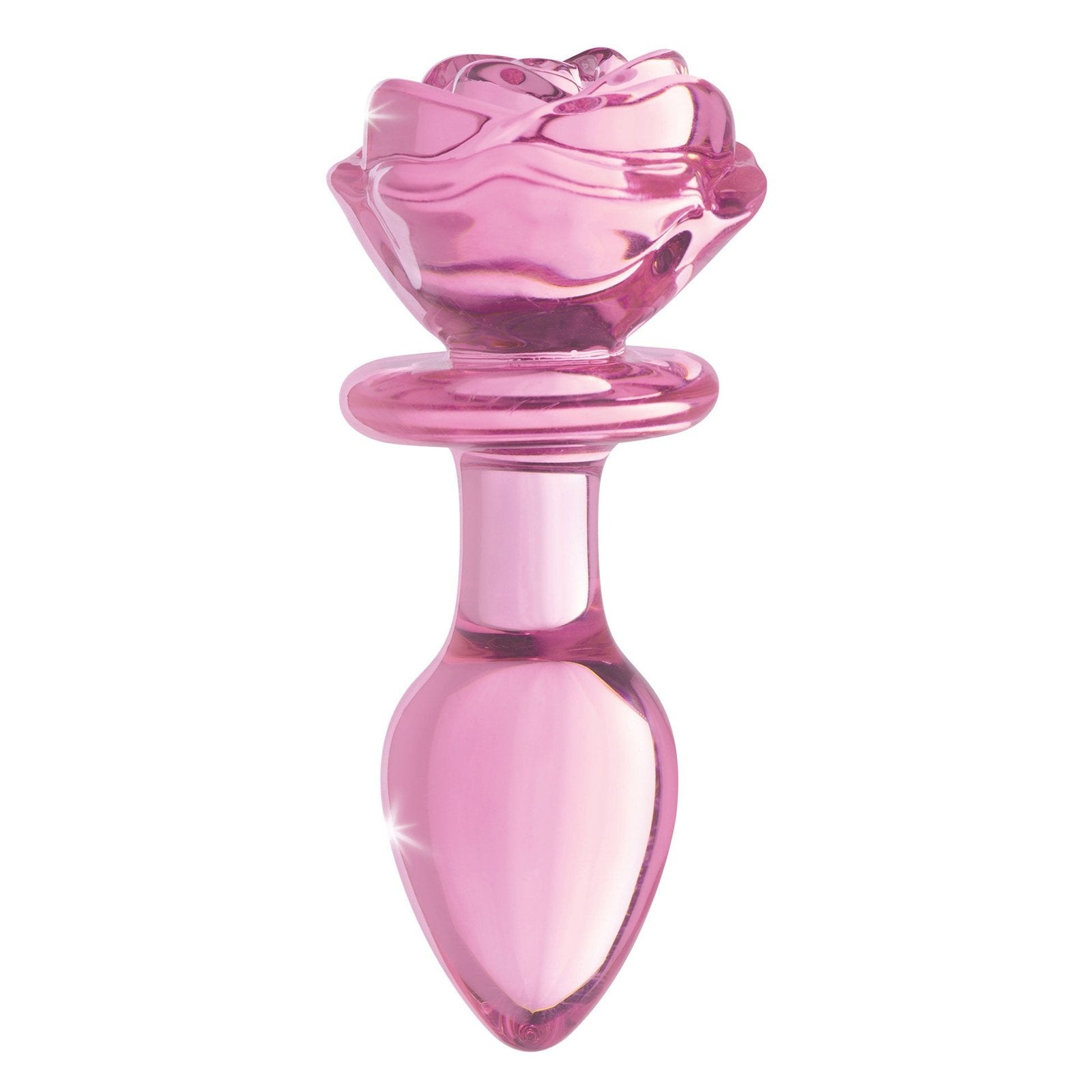 Pink Rose Glass Anal Plug - Medium BTYS-AG650-MED