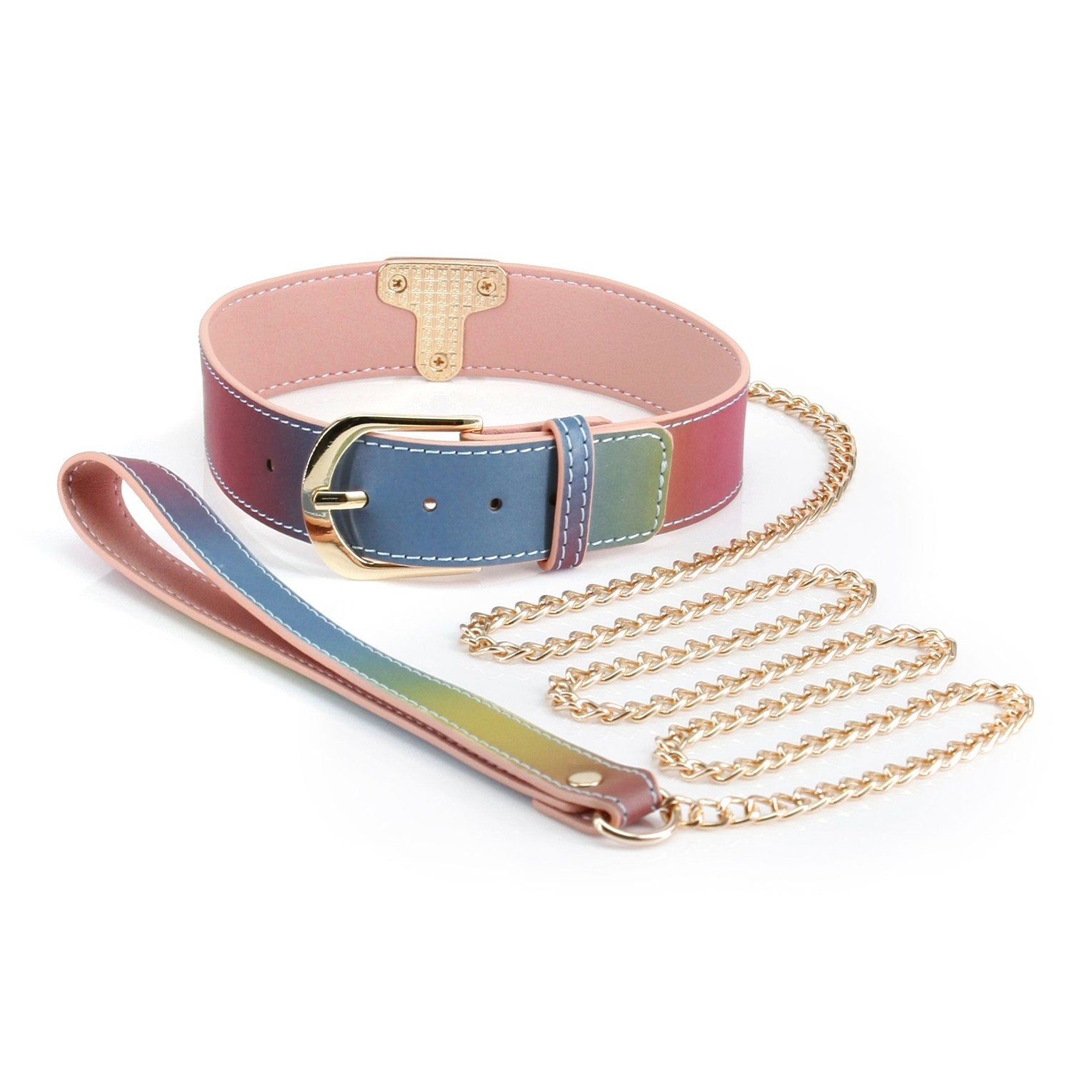 Spectra Bondage - Collar and Leash - Rainbow NSN-1311-02