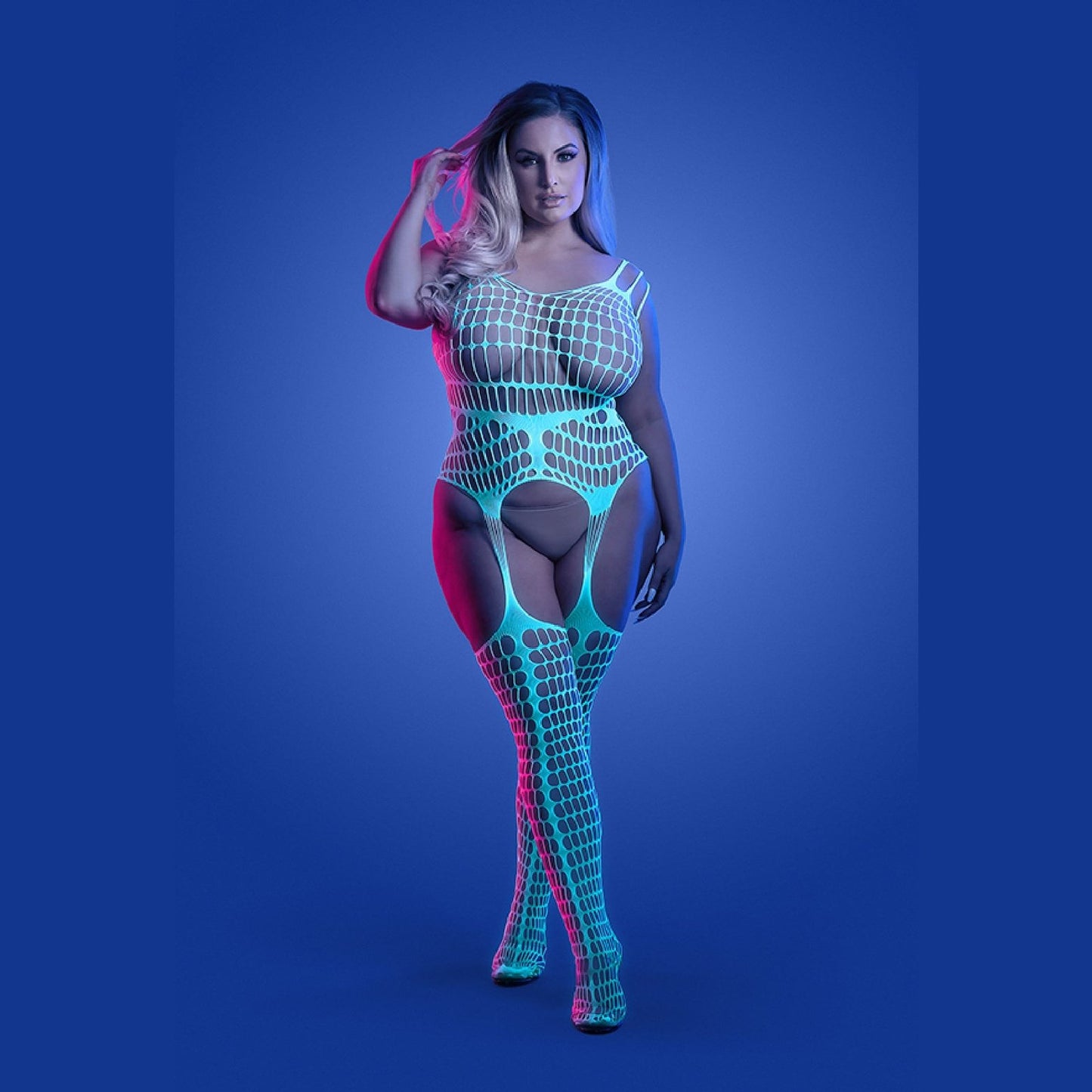 Timelapse Bodystocking - Queen - White/blue FL-GL2135-QS-B