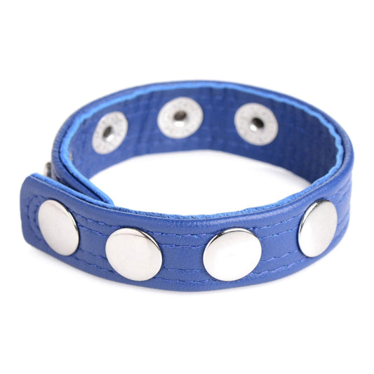 Cock Gear Leather Speed Snap Cock Ring - Blue STR-AG845-BLU