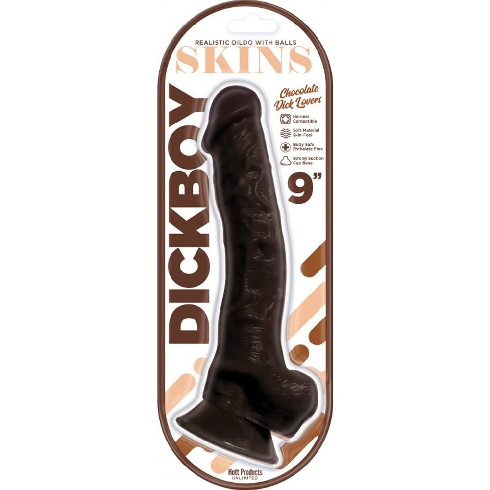 Dickboy - Skins - Dildo With Balls - 9 Inch -  Chocolate Dick Lovers HP3362