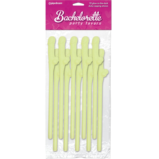 Bachelorette Party Favors - Dicky Sipping Straws - Glow-in-the-Dark - 10 Piece PD6203-02
