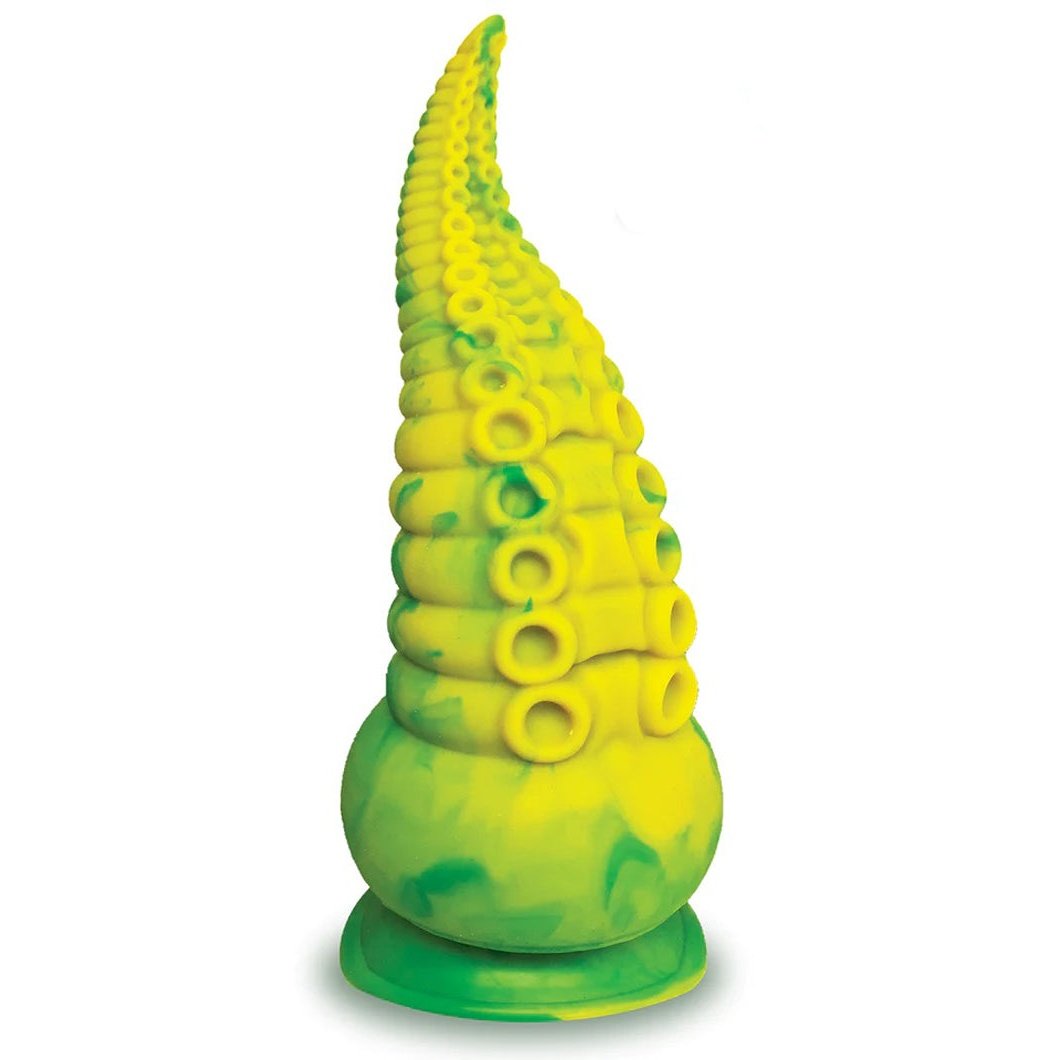 Alien Nation Octopod Silicone Rechargeable  Vibrating Creature Dildo - Yellow and Green IC1354