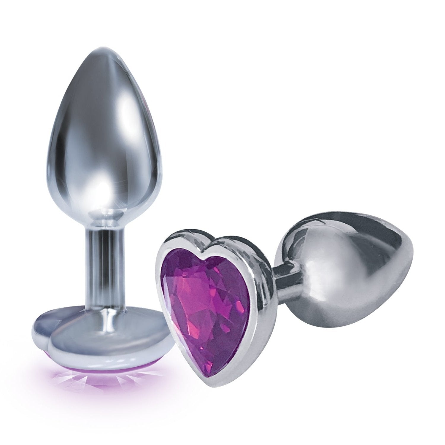 The 9's the Silver Starter Heart Bejeweled Stainless Steel Plug - Violet ICB2610-2