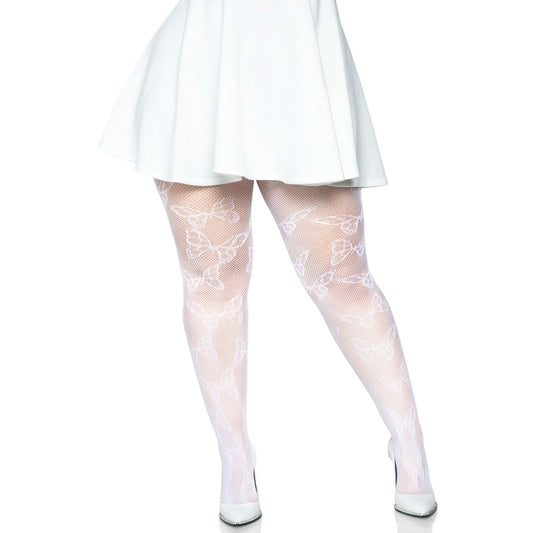 Butterfly Net Tights - 1x/2x - White LA-1412XWHT1X2