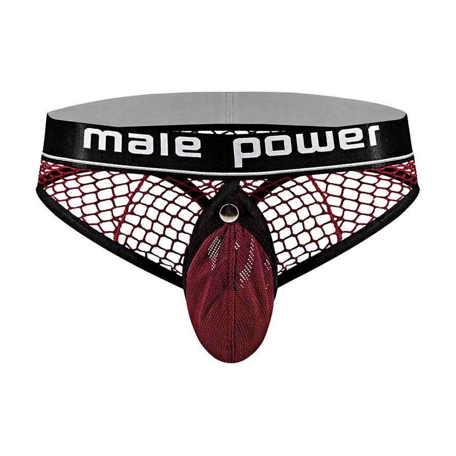 Cock Pit Net Cock Ring Thong - S/ M - Burgundy MP-410260BNSM